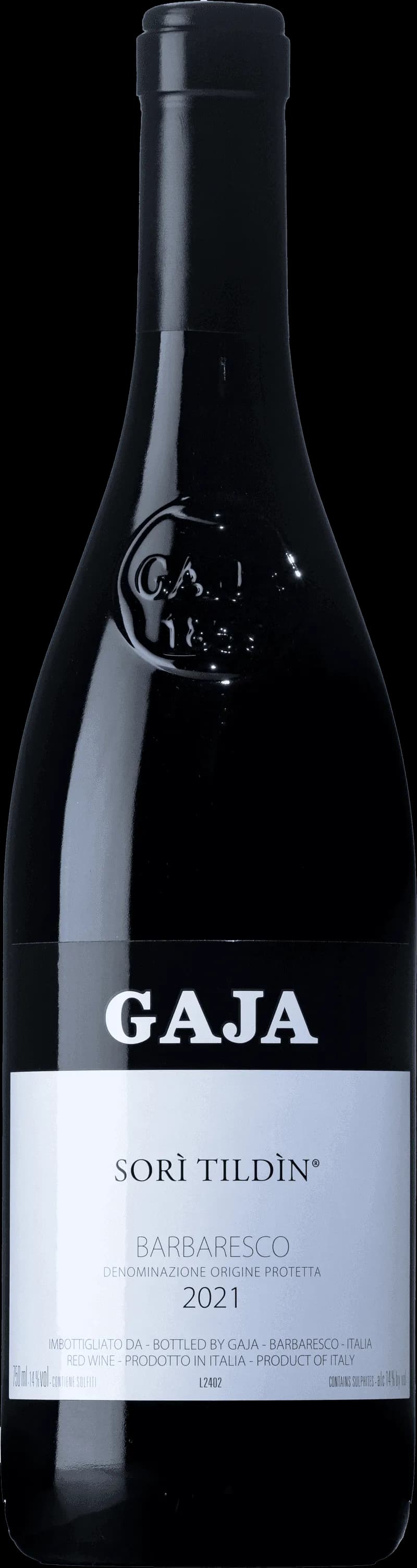 Flaska av rött vin från Gaja