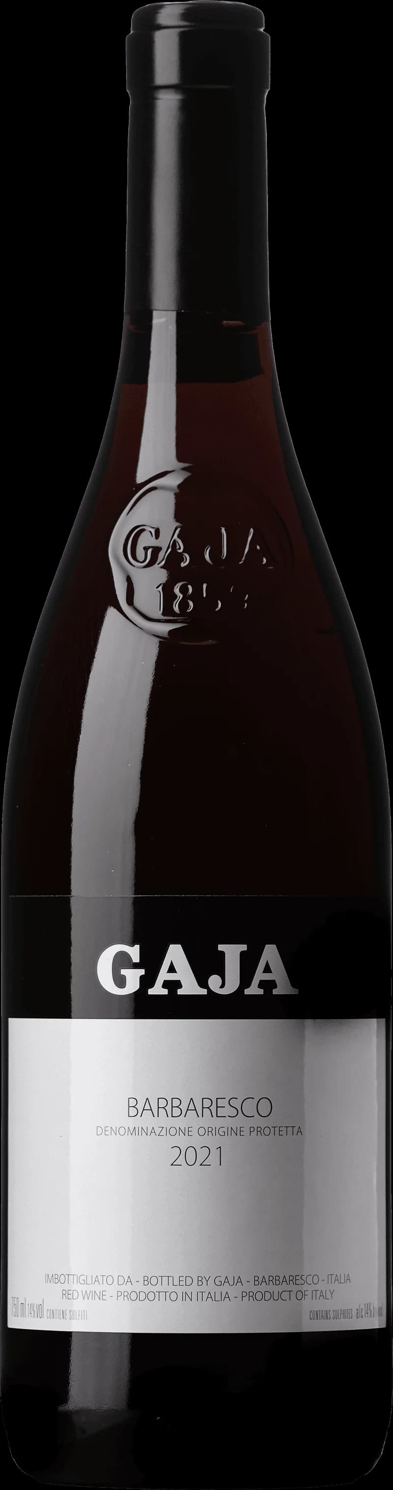 Flaska av rött vin från Gaja