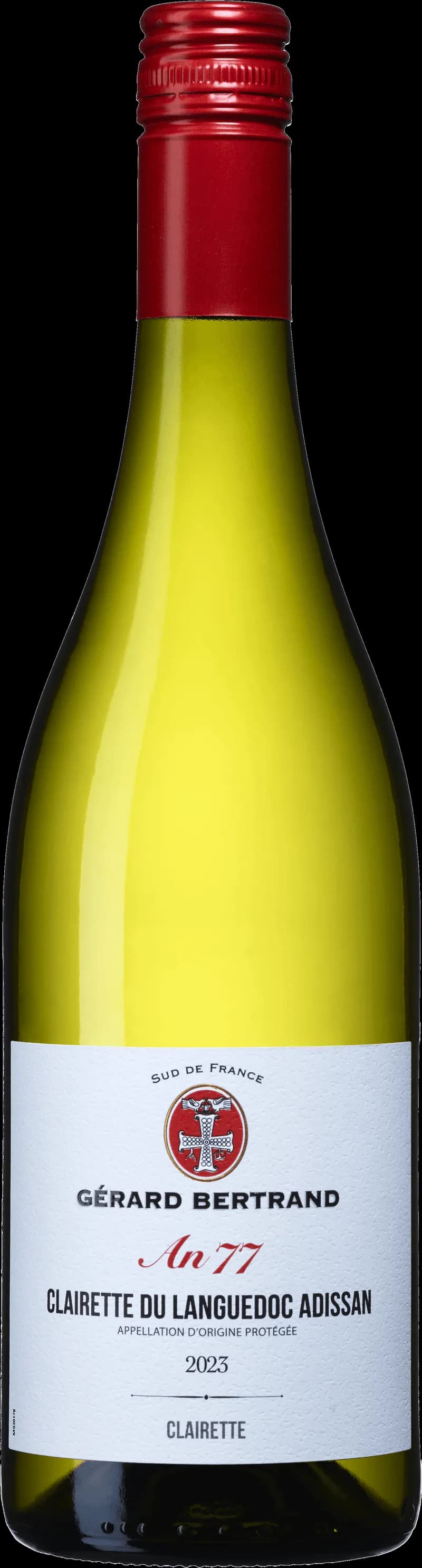Flaska Gérard Bertrand vitt vin på bordet
