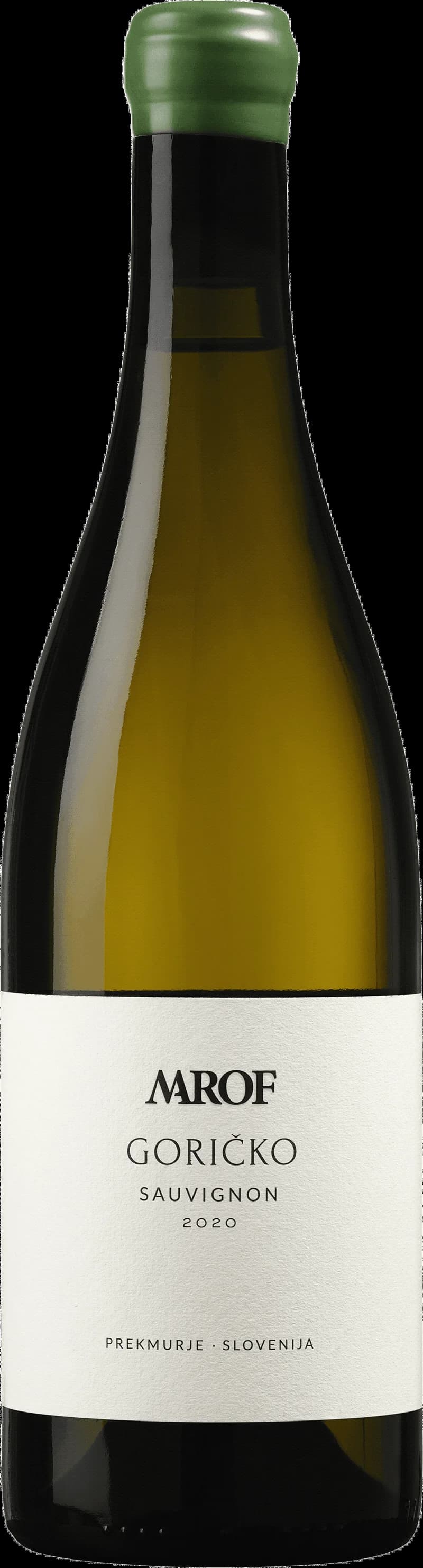 Flaska Goričko Sauvignon Blanc vitt vin mot ljus bakgrund