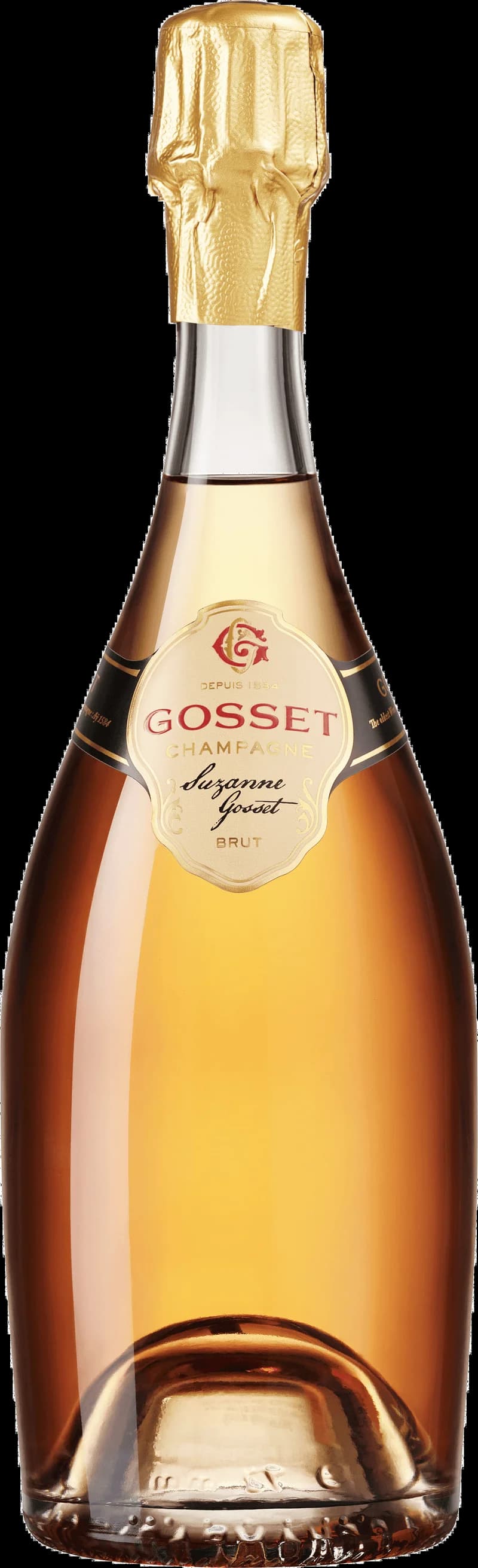 Flaska med Gosset mousserande vin mot neutral bakgrund