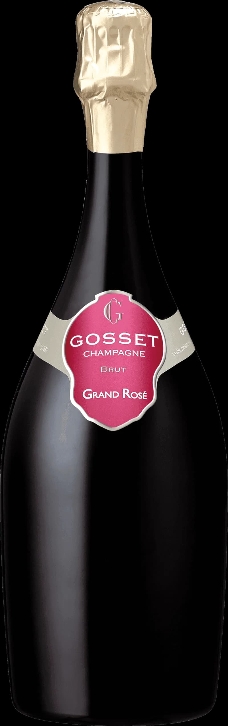 Flaska med Gosset mousserande vin mot neutral bakgrund