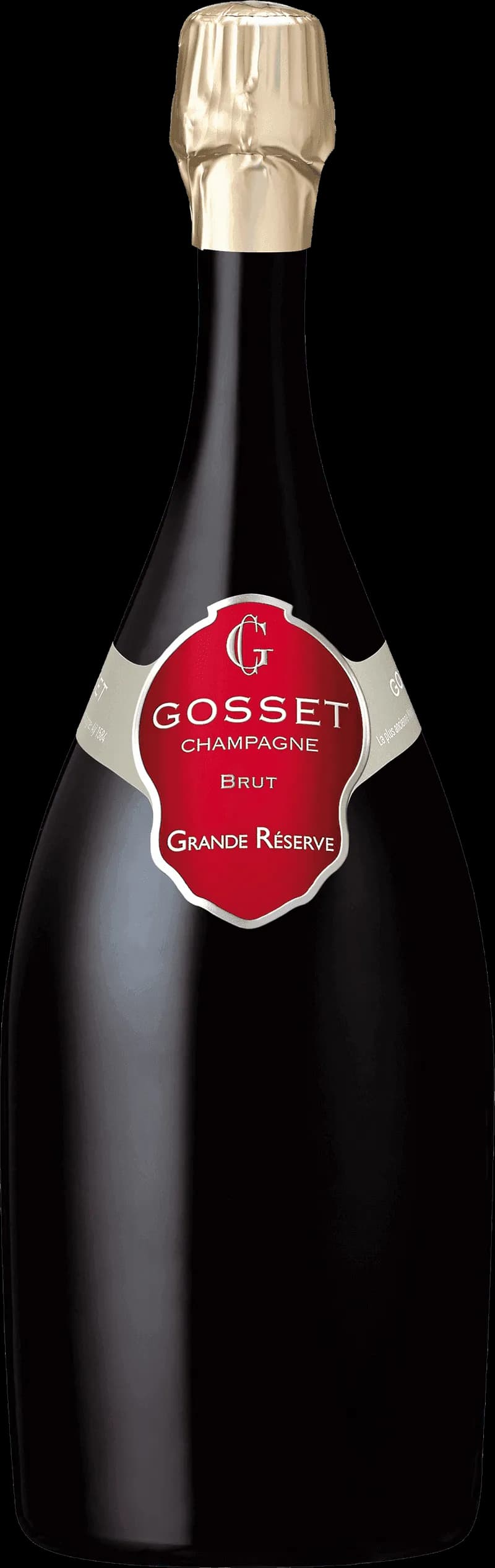 Flaska av Gosset mousserande vin mot neutral bakgrund