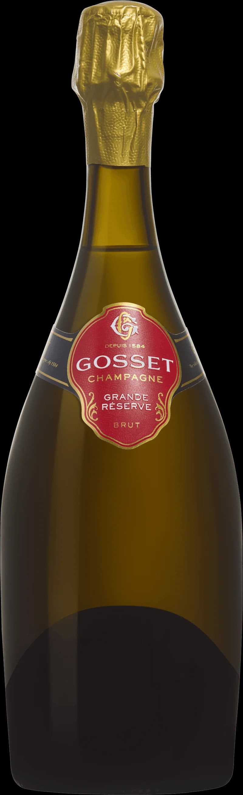 Flaska Gosset mousserande vin mot neutral bakgrund