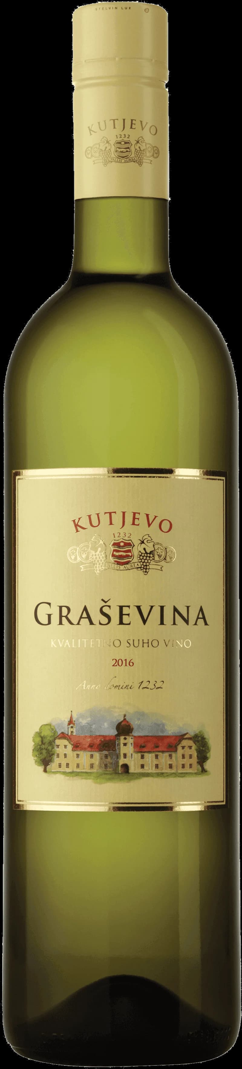 Flaska med Grà Evina vitt vin på en bordsservering.