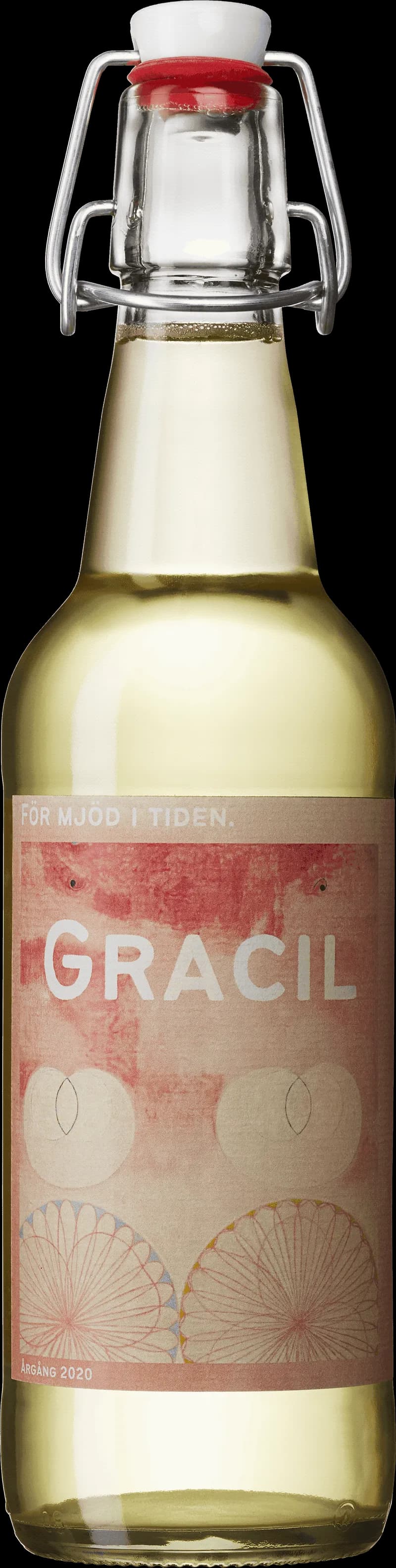 Buteljer av gracil smaksatt vin och fruktvin på en ljus bakgrund.