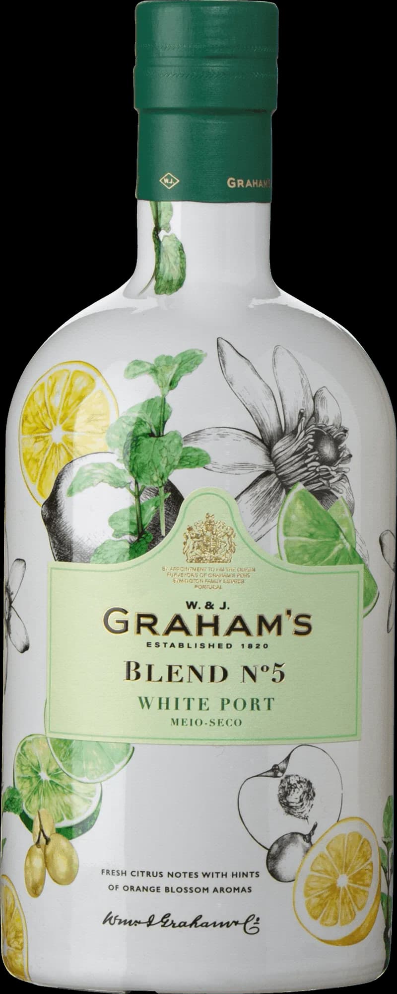 Flaska med Graham's starkvin på en bordsservering.