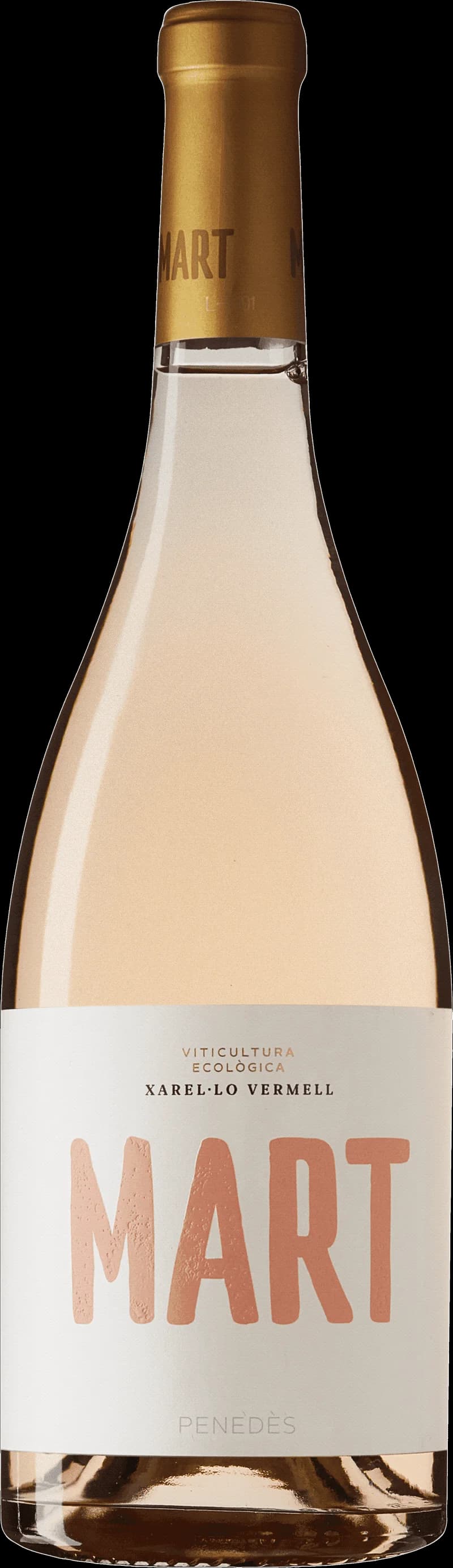 Flaska och glas med Gramona rosévin mot ljus bakgrund.