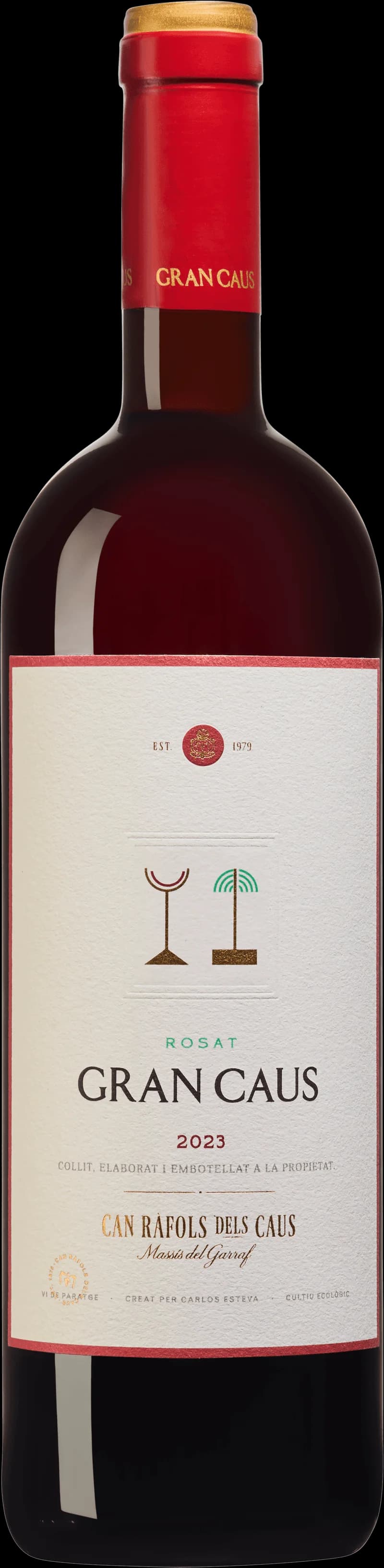 Flaska och glas med rosévin från Gran Caus