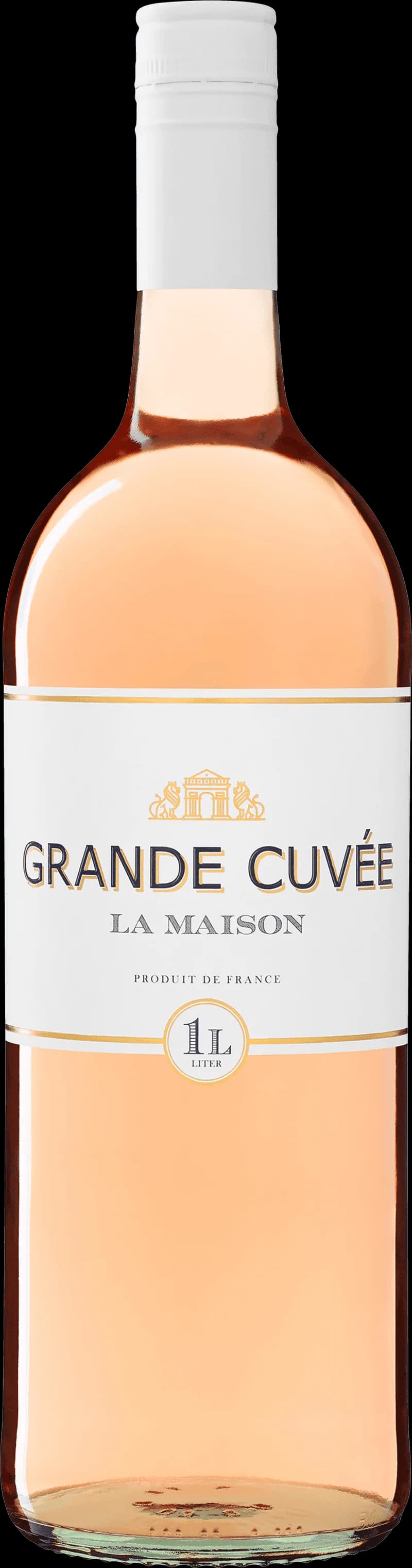 Flaska med Grande Cuvée rosévin mot ljus bakgrund