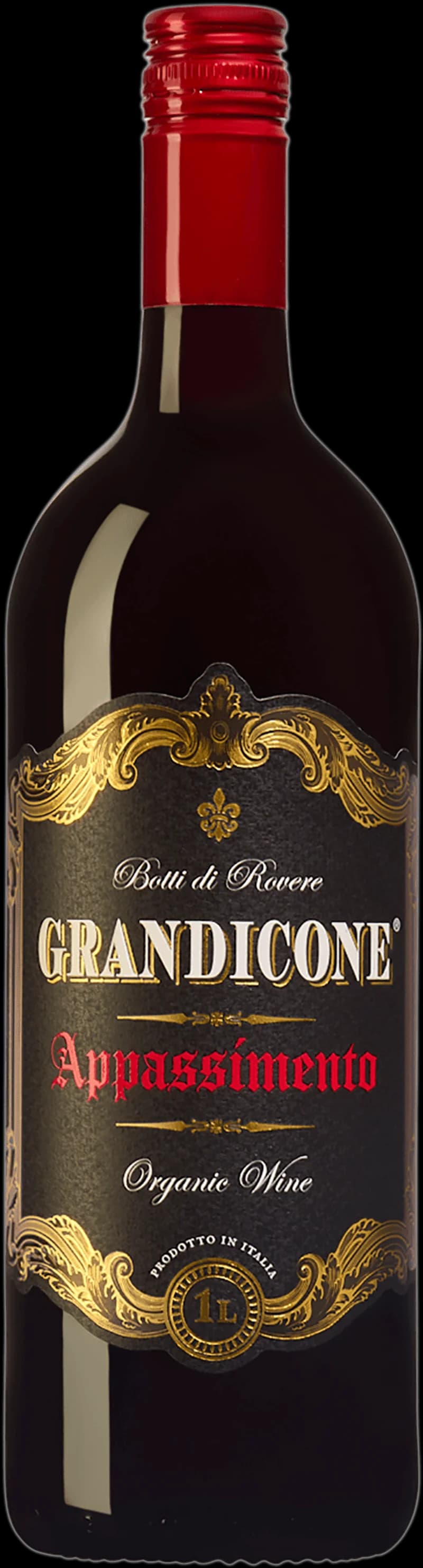 Flaska av rött vin Grandicone på bordet