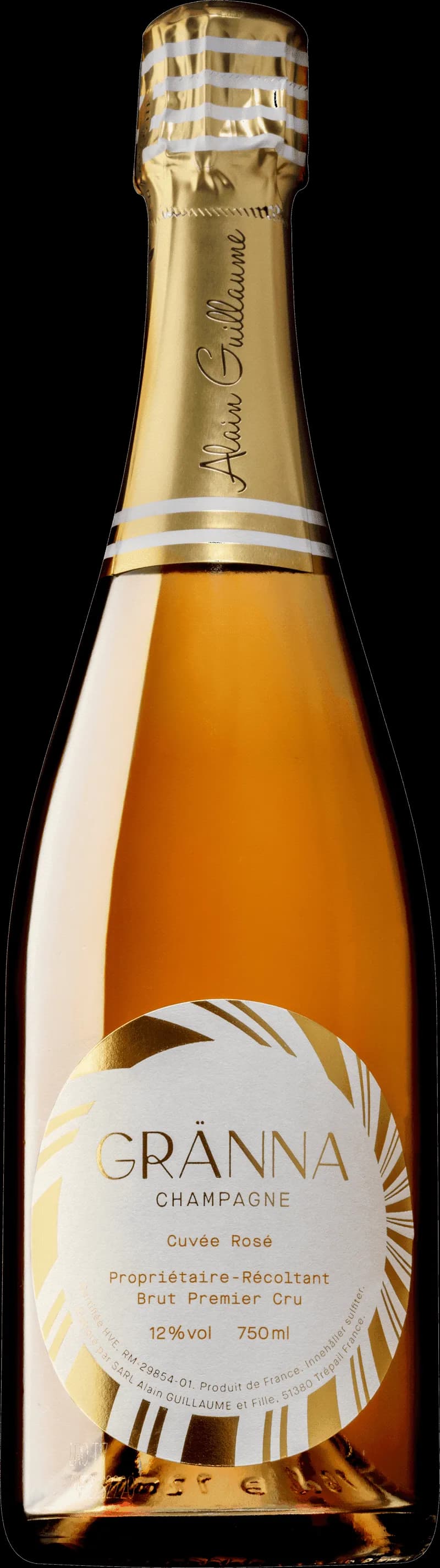 Flaska med granna mousserande vin och glas
