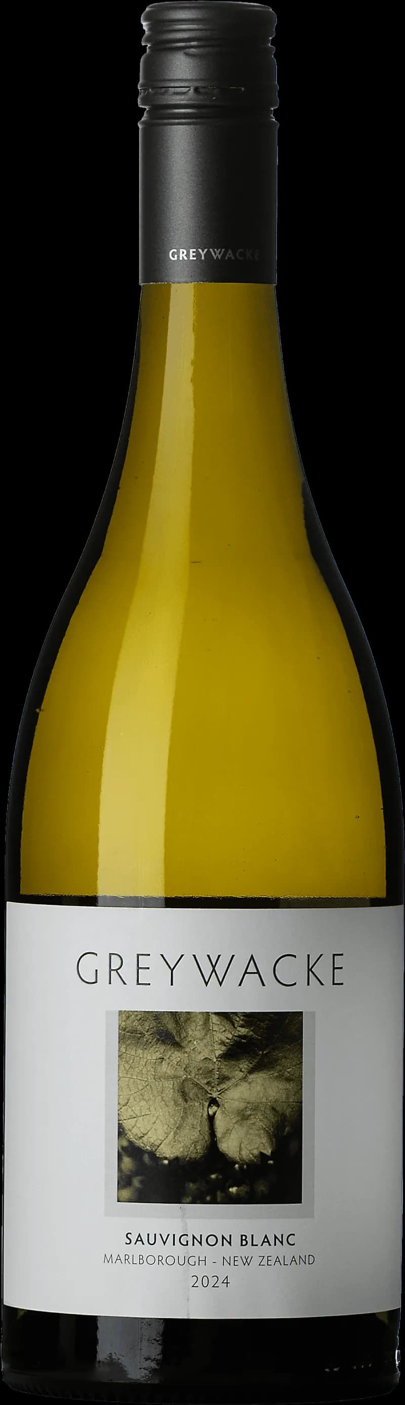 Greywacke vitt vin från Nya Zeeland i ett vinglas mot en ljus bakgrund.