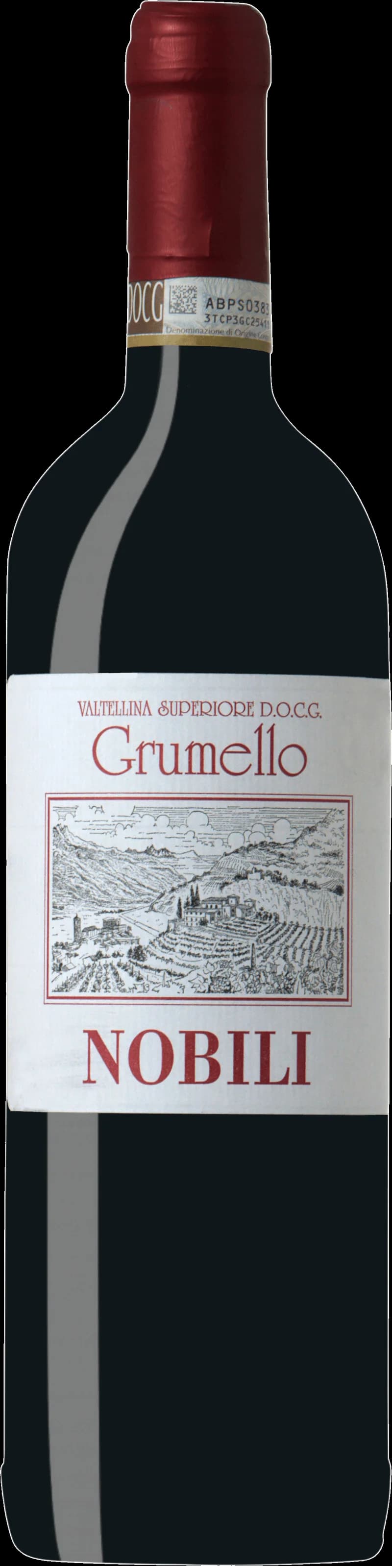 Flaska med rött vin från Grumello