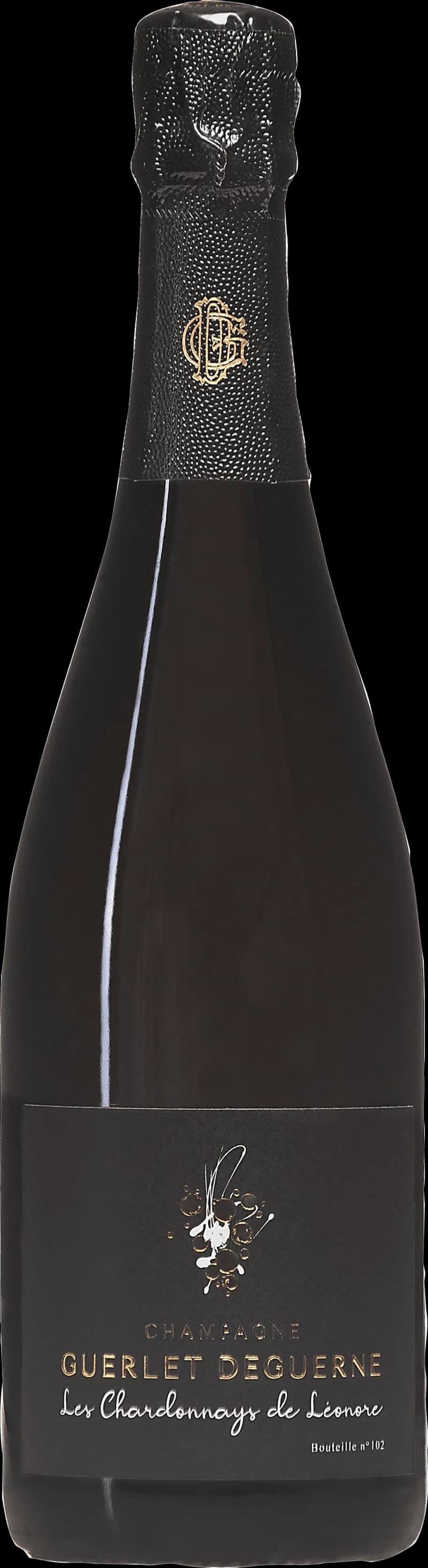 Flaska och glas med mousserande vin från Guerlet Deguernes