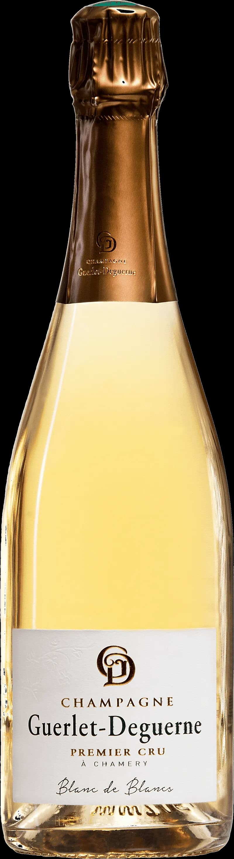 Flaska med Guerlet Deguernes mousserande vin mot en neutral bakgrund.