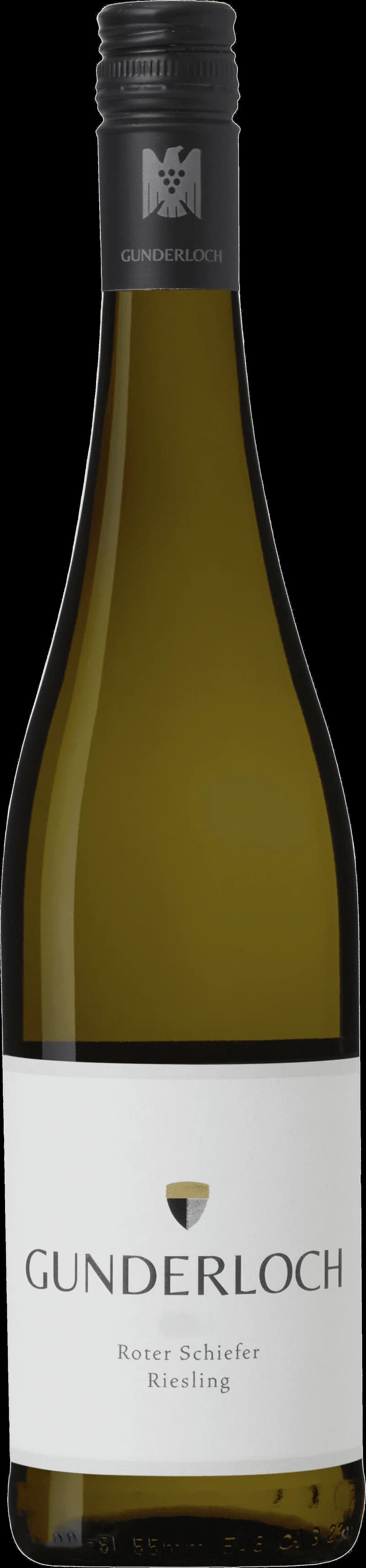 Flaska av vitt vin från Gunderloch på en bordsservering.