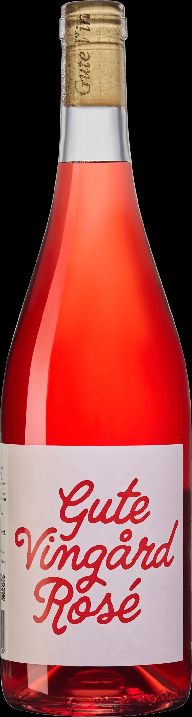 Gute Vingård rosévin i ett vinglas på en ljus yta