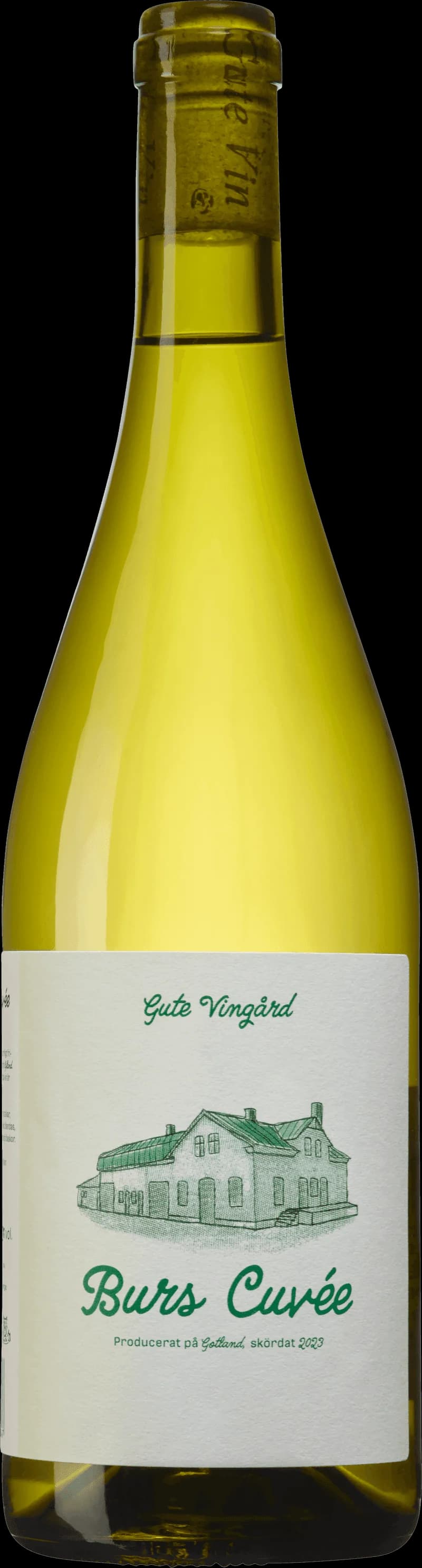 Flaska vitt vin från Gute Vingård på Gotland.