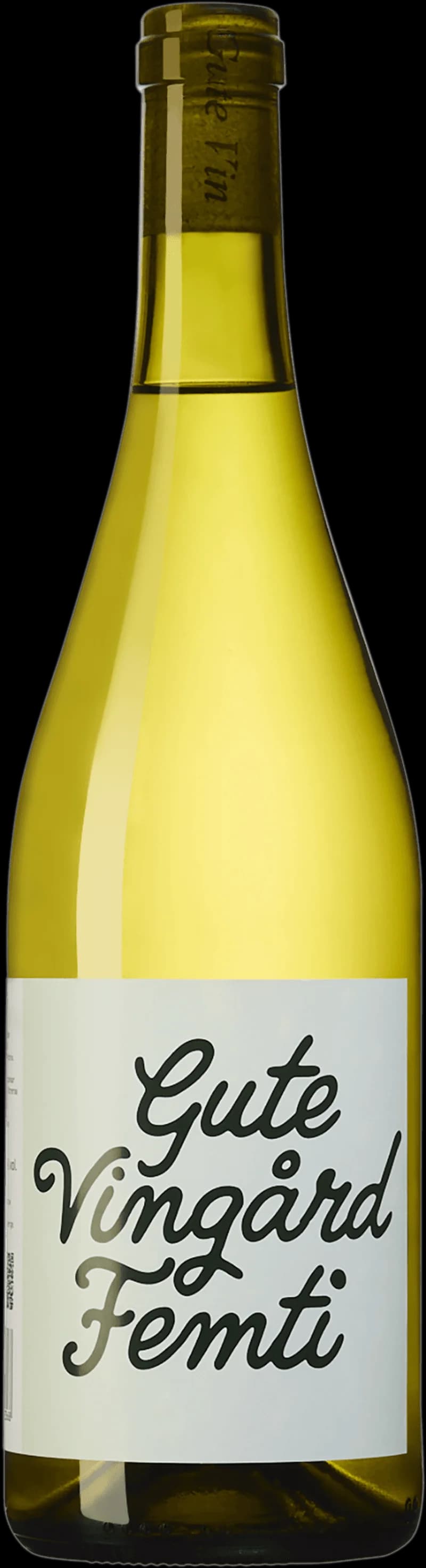 Flaska vitt vin från Gute Vingård på Gotland.