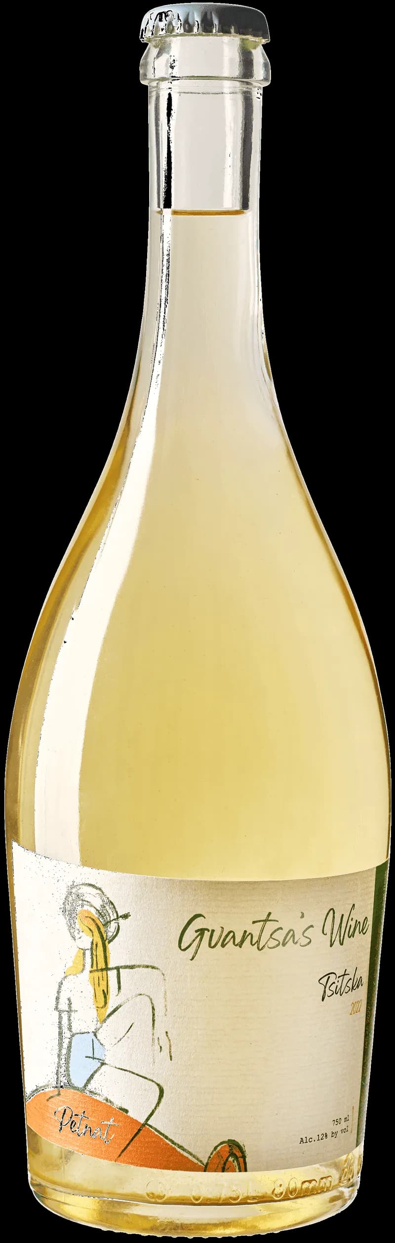 Gvantsa's Wine mousserande vin i en elegant flaska.