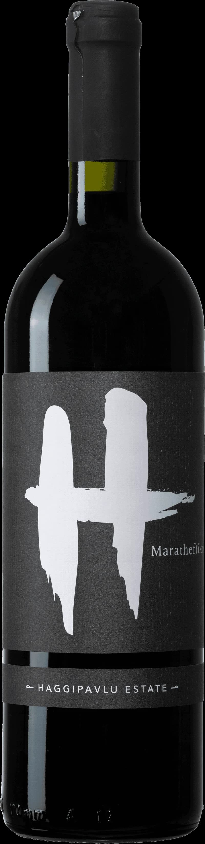 Flaska av rött vin från H Maratheftiko, en cypriotisk druvsort.
