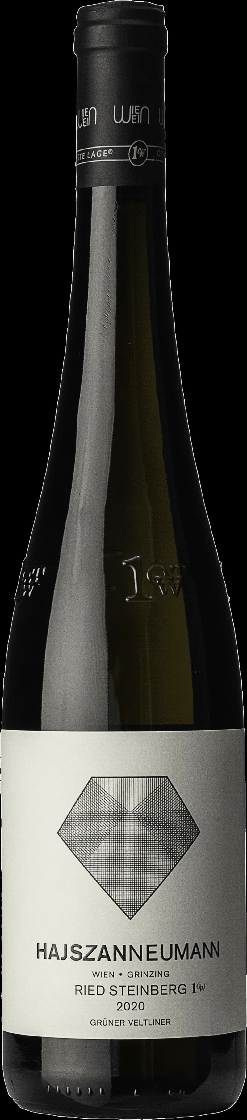 Flaska av Hajszan Neumann Ried Steinberg vitt vin på bordet.