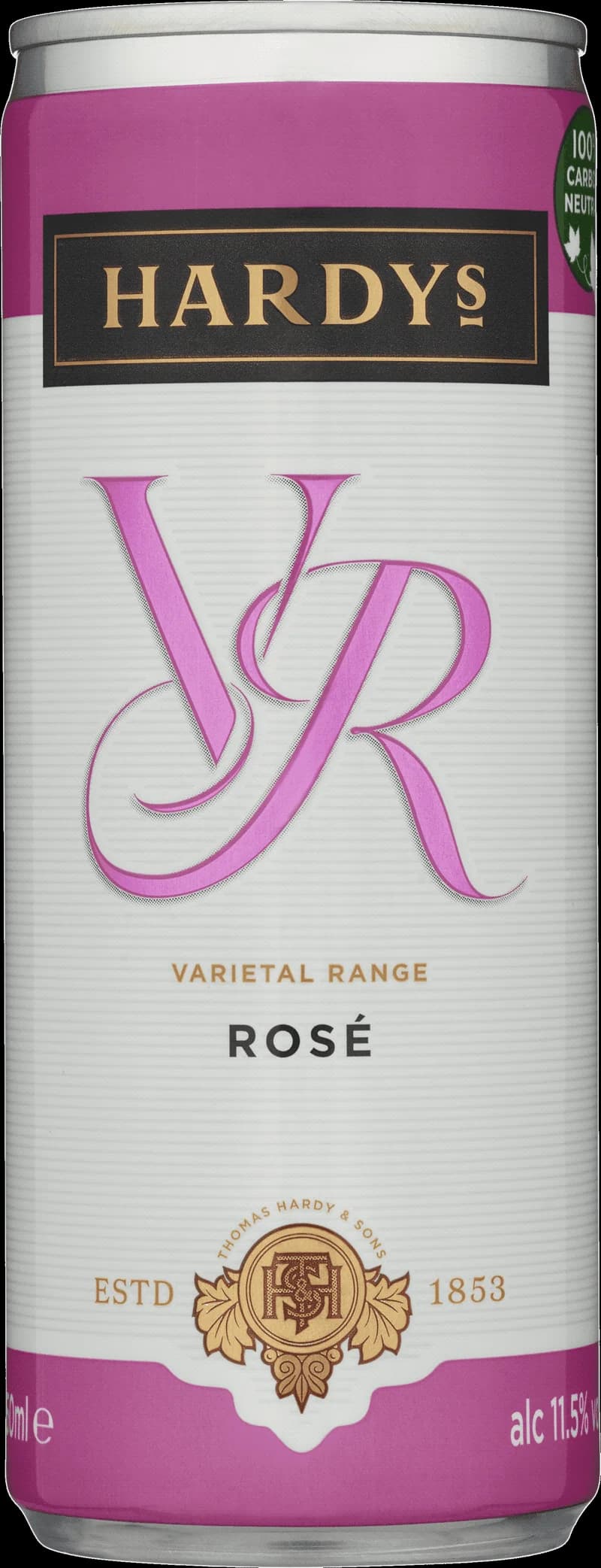 Flaska av Hardys rosévin mot ljus bakgrund.