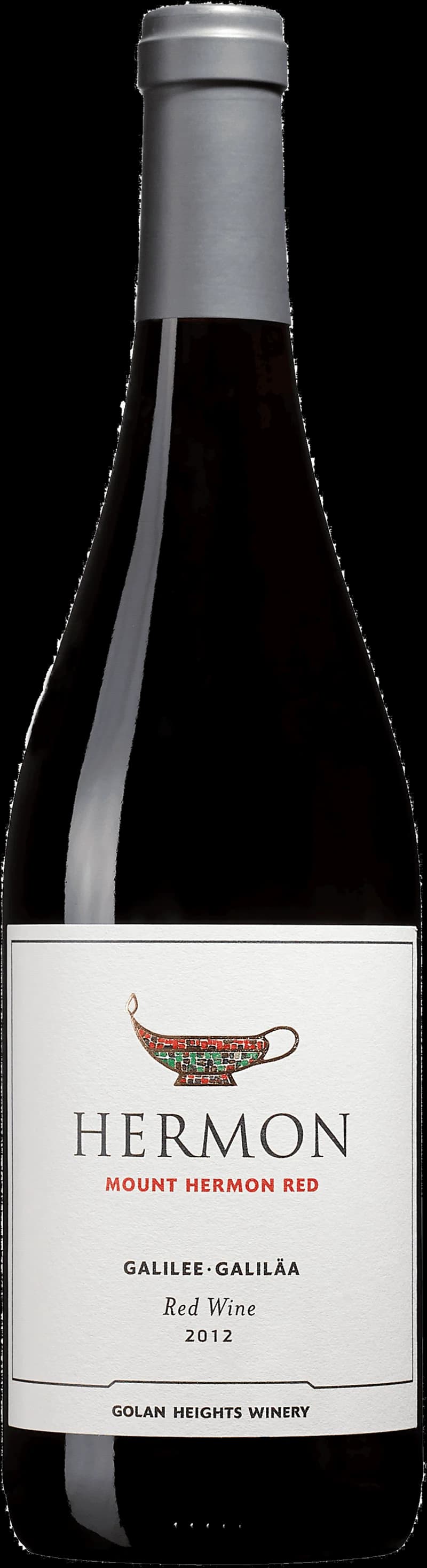 Hermon rött vin i ett vinglas mot en mörk bakgrund