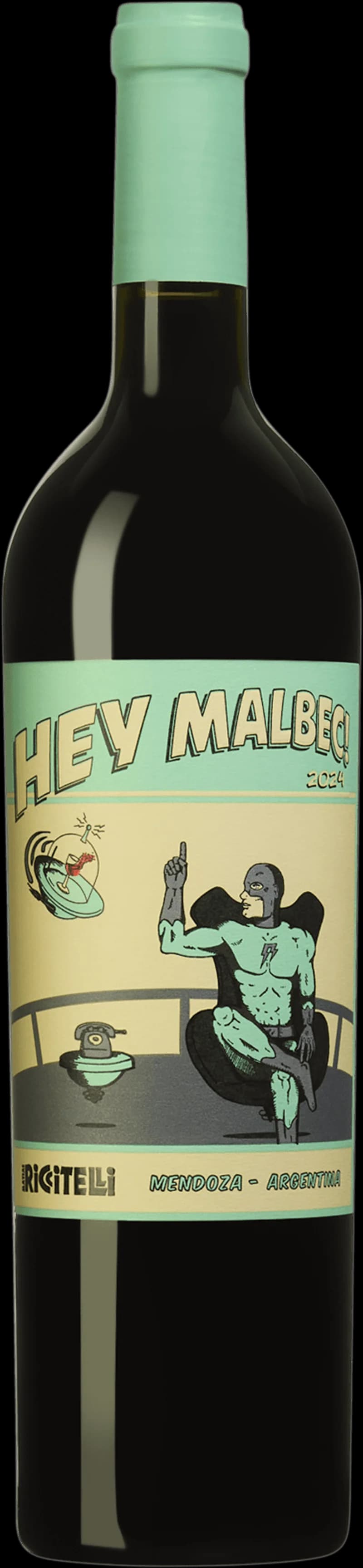 Flaska med Hey Malbec rött vin mot neutral bakgrund.