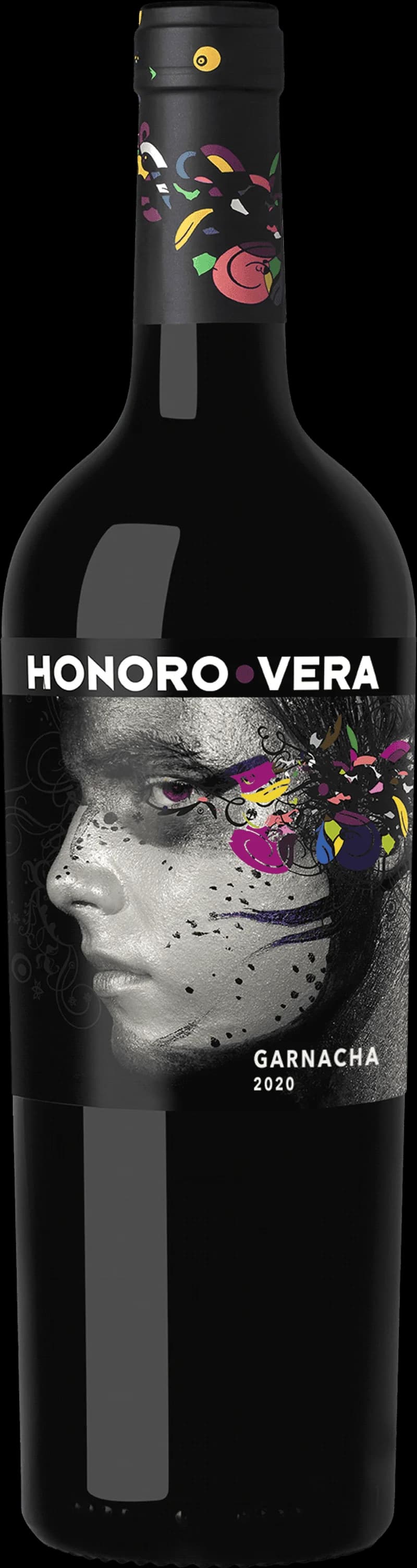 Flaska av rött vin Honoro Vera på en bordsservering.