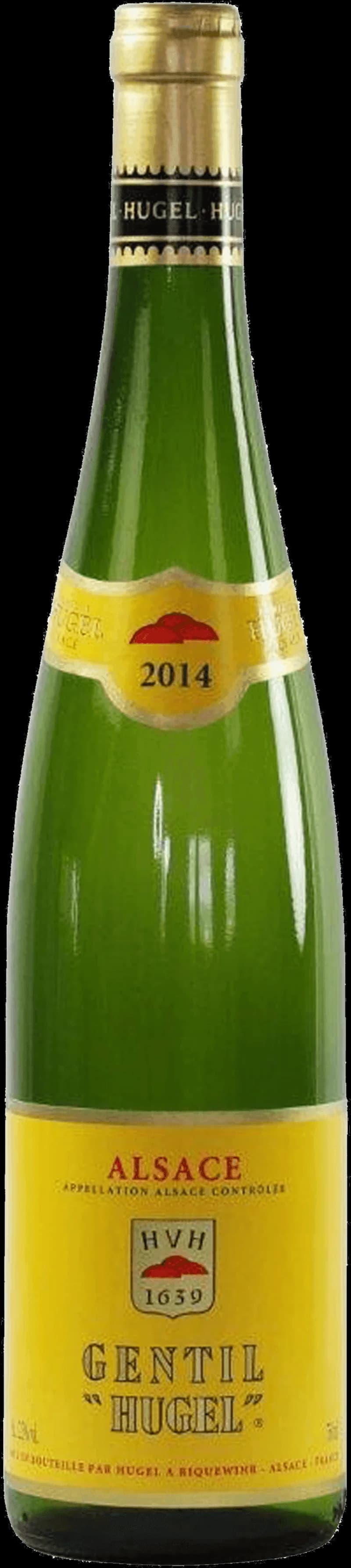 Flaska Hugel Gentil vitt vin från Alsace, årgång 210801.