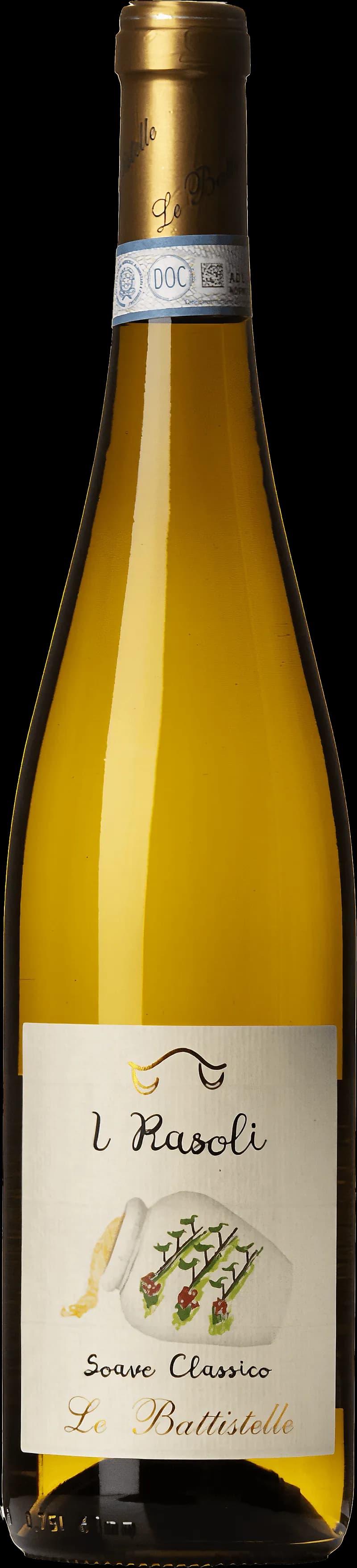 Flaska I Rasoli vitt vin mot ljus bakgrund