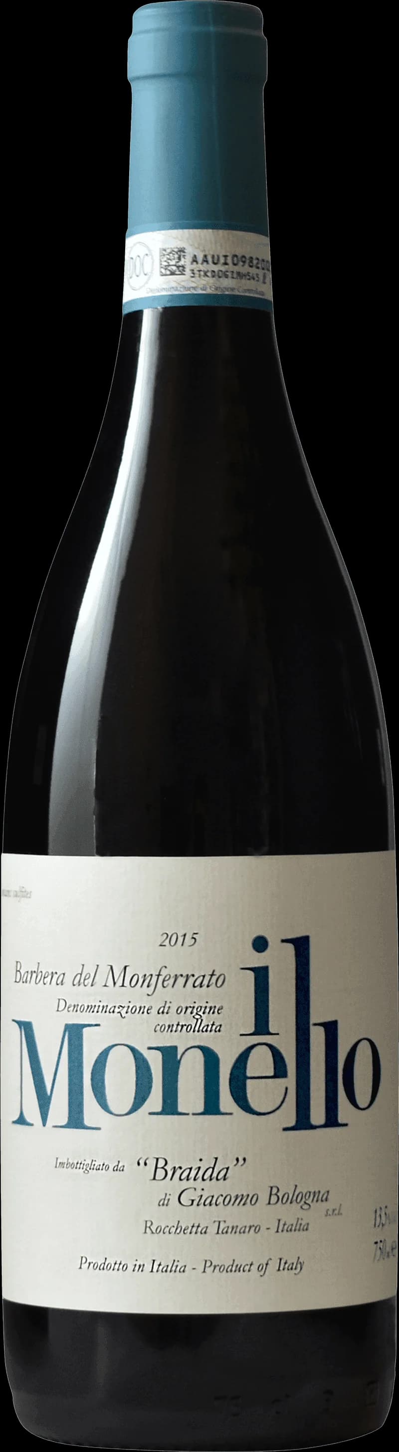 Flaska av Il Monello rött vin mot en mörk bakgrund