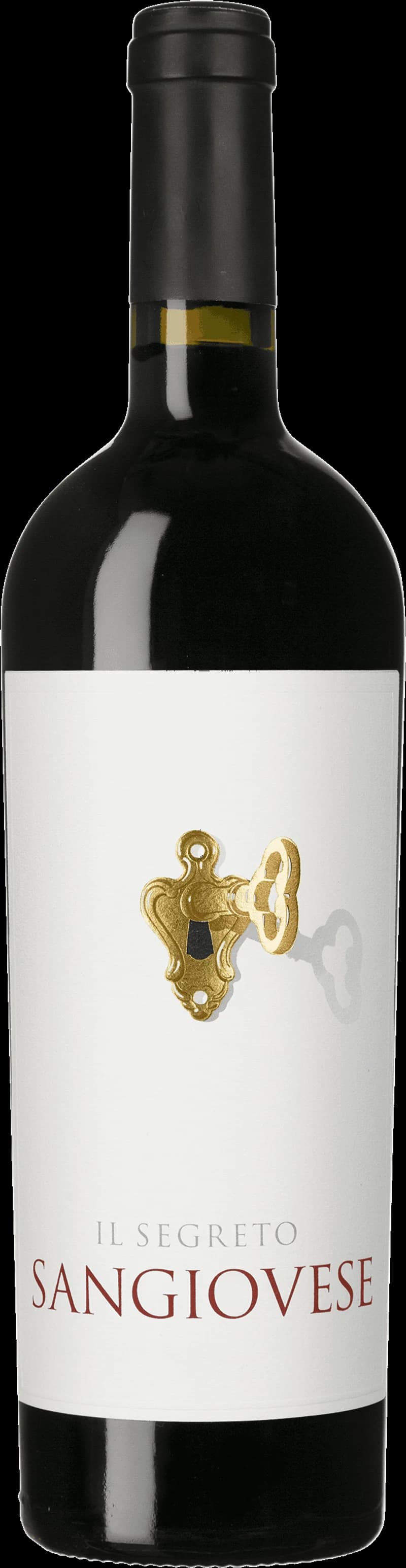 Flaska av Il Segreto rött vin på en rustik träbänk