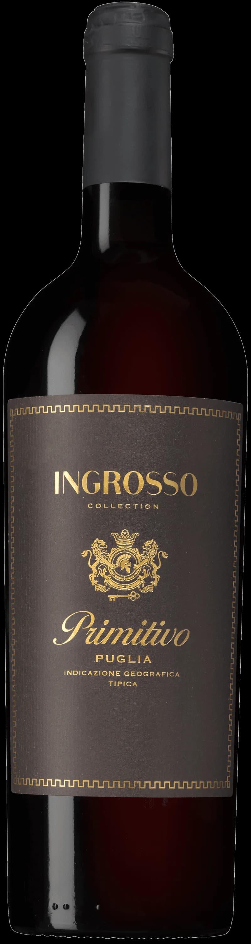 Flaska rött vin från Ingrosso med etikett.