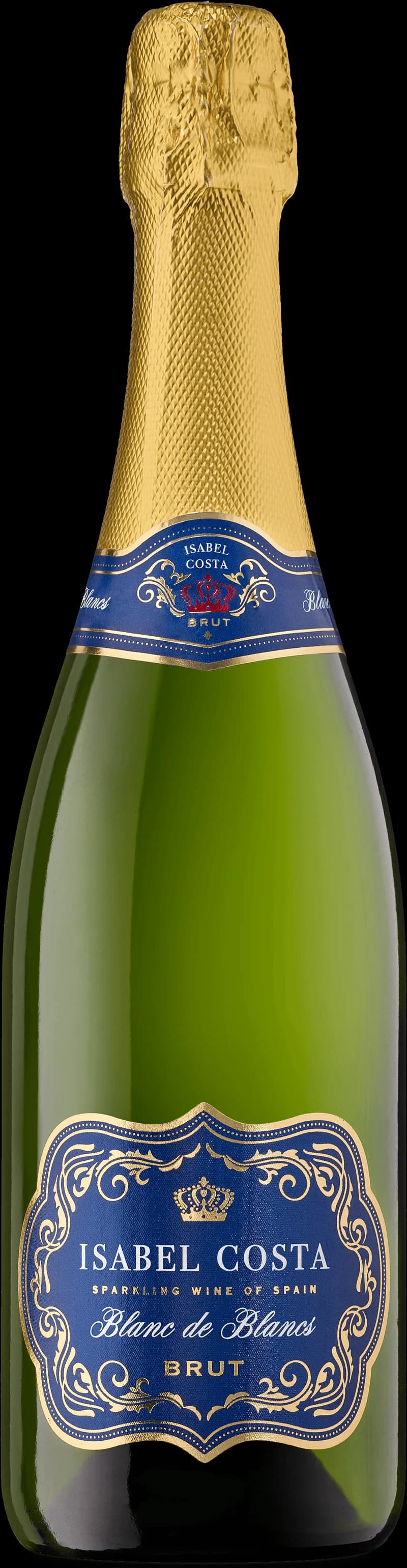 Isabel Costa håller ett glas mousserande vin framför en vinranka.