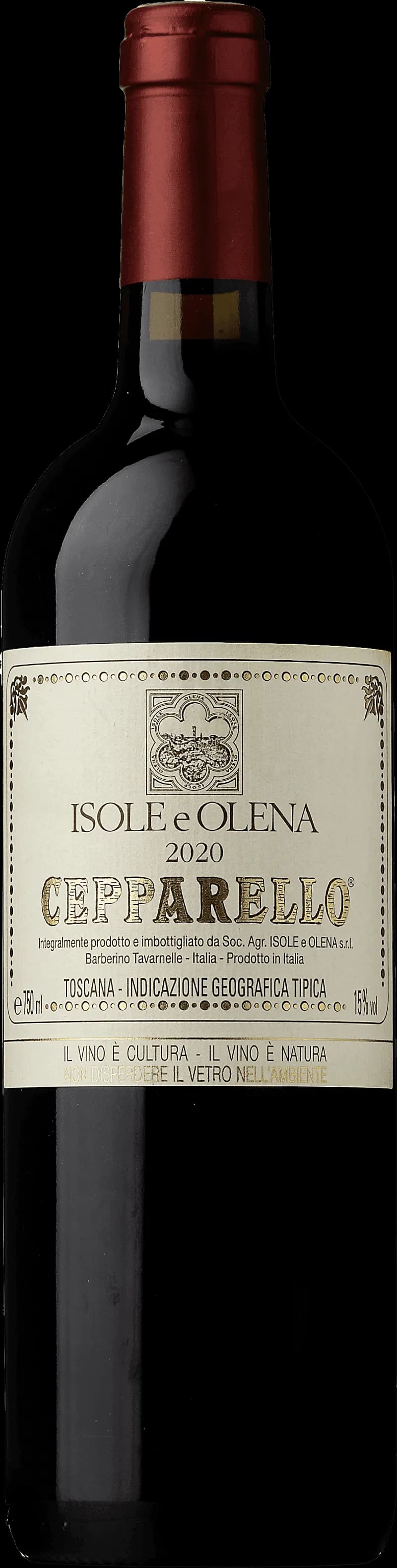 Flaska av rött vin från Isole e Olena