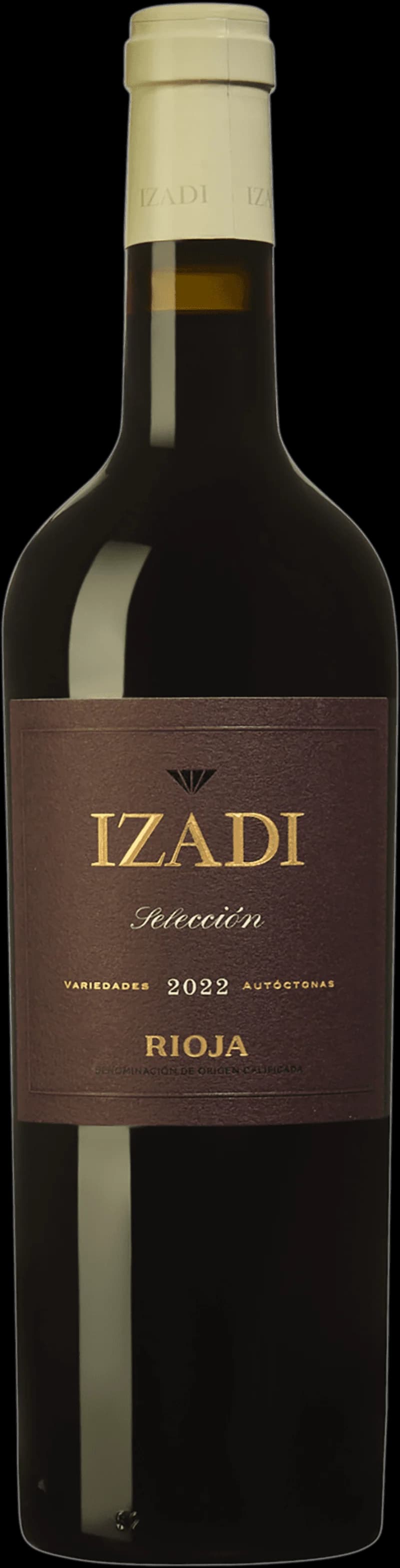 Flaska av Izadi rött vin på vit bakgrund