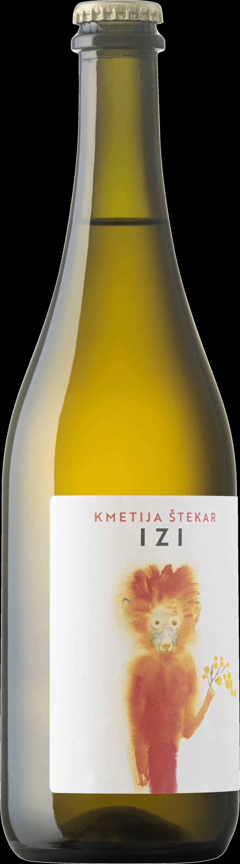 Flaska Izi vitt vin mot ljus bakgrund