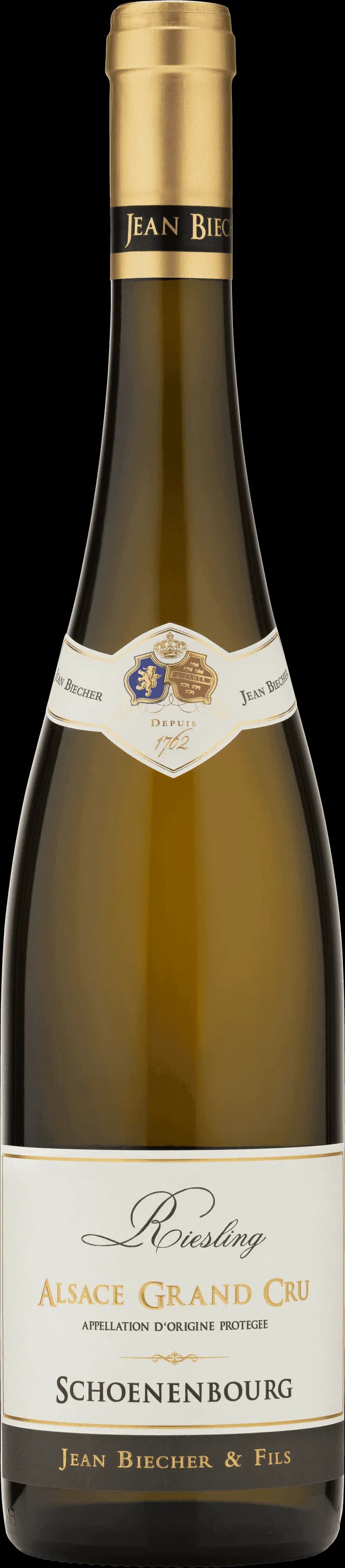 Flaska av vitt vin från Jean Biecher