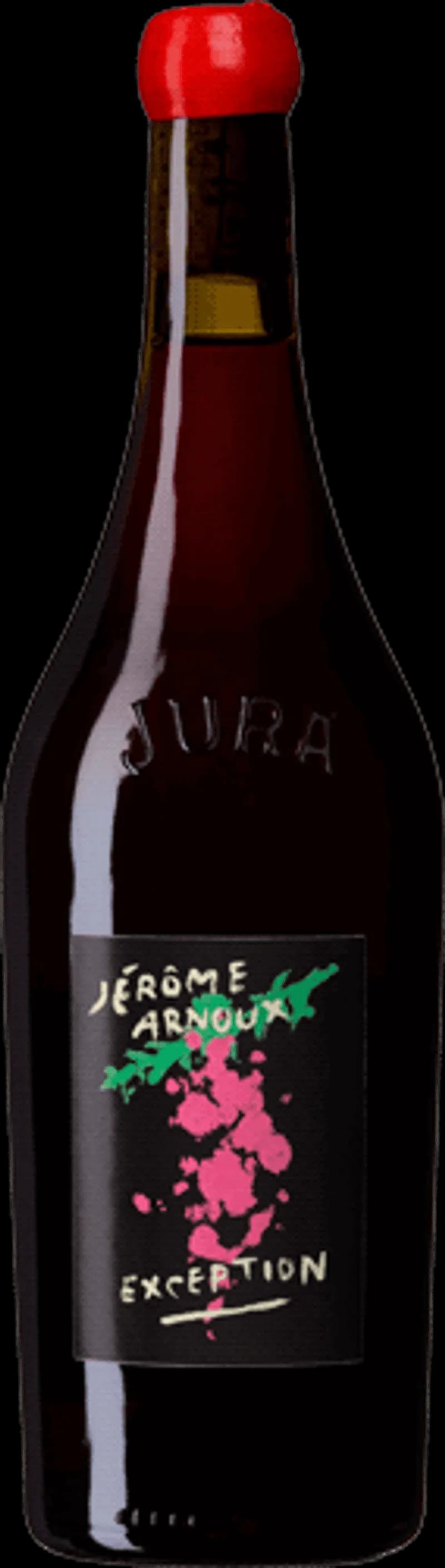 Jerôme Arnoux rött vin i ett vinglas mot en mörk bakgrund.
