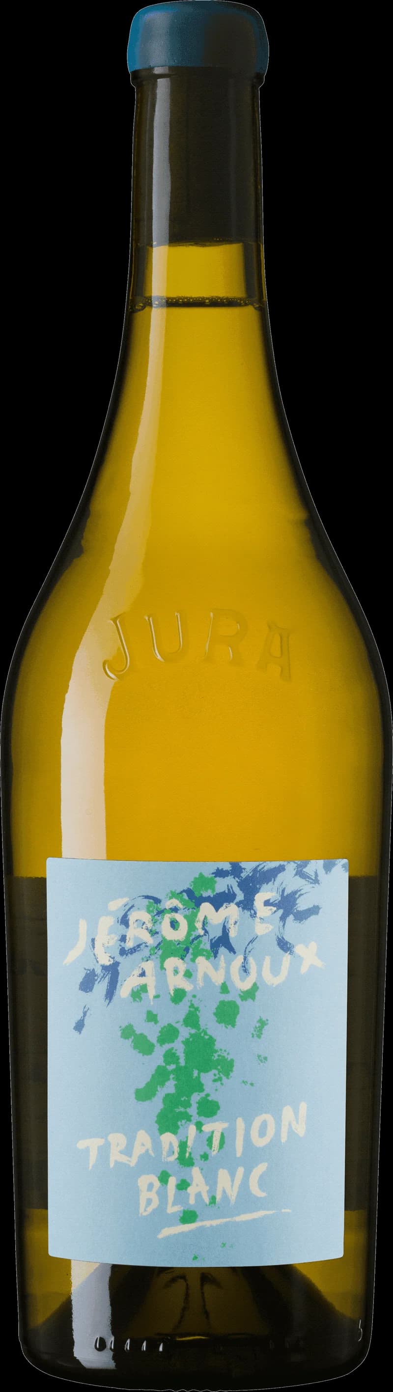 Flaska av Jérôme Arnoux vitt vin på vit bakgrund