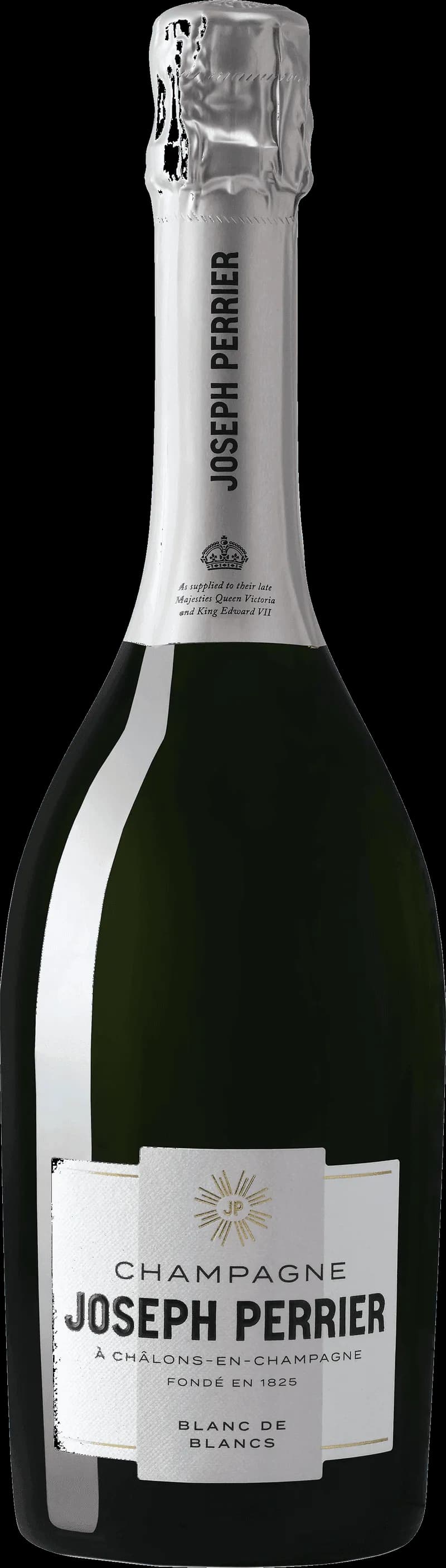 Flaska av Joseph Perrier mousserande vin mot neutral bakgrund.