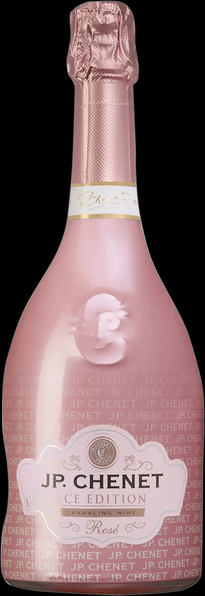 Flaska av JP Chenet mousserande vin på vit bakgrund