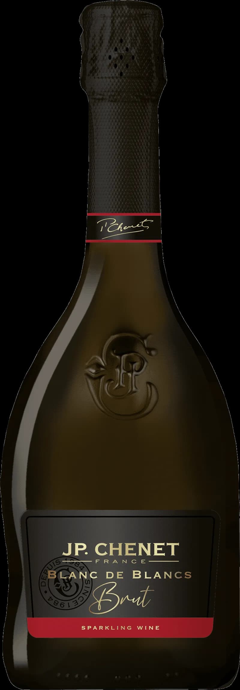 Flaska JP Chenet mousserande vin mot ljus bakgrund