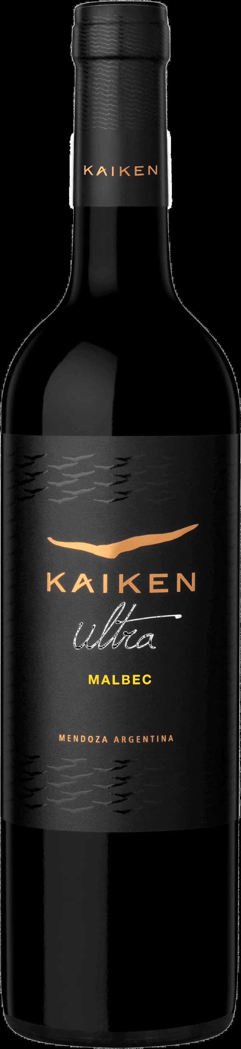 Flaska med Kaiken rött vin mot mörk bakgrund