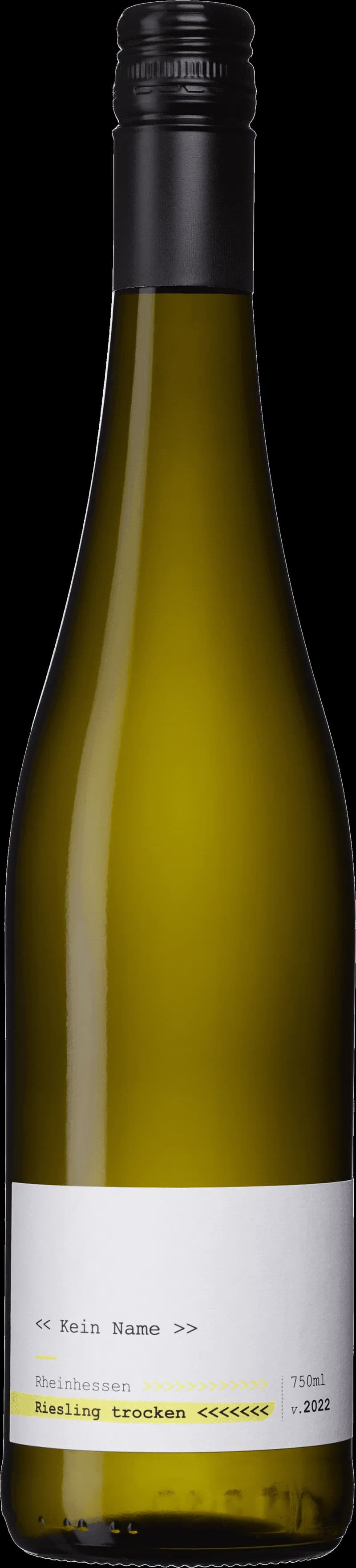 Flaska vitt vin från Kein Name på en ljus bakgrund.