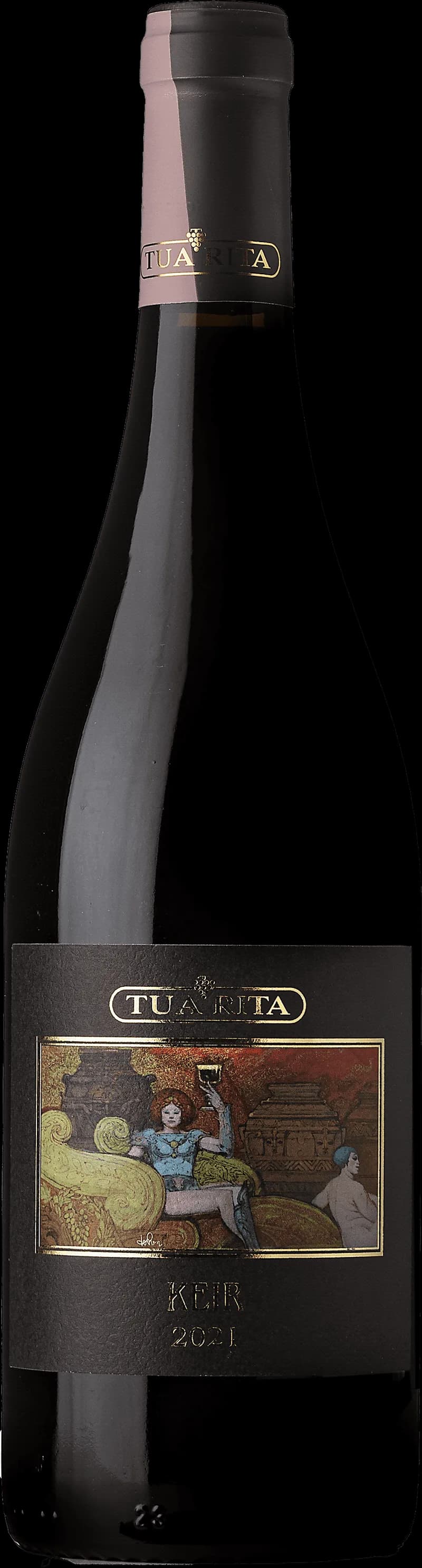 Keir rött vin i ett vinglas på en mörk bakgrund