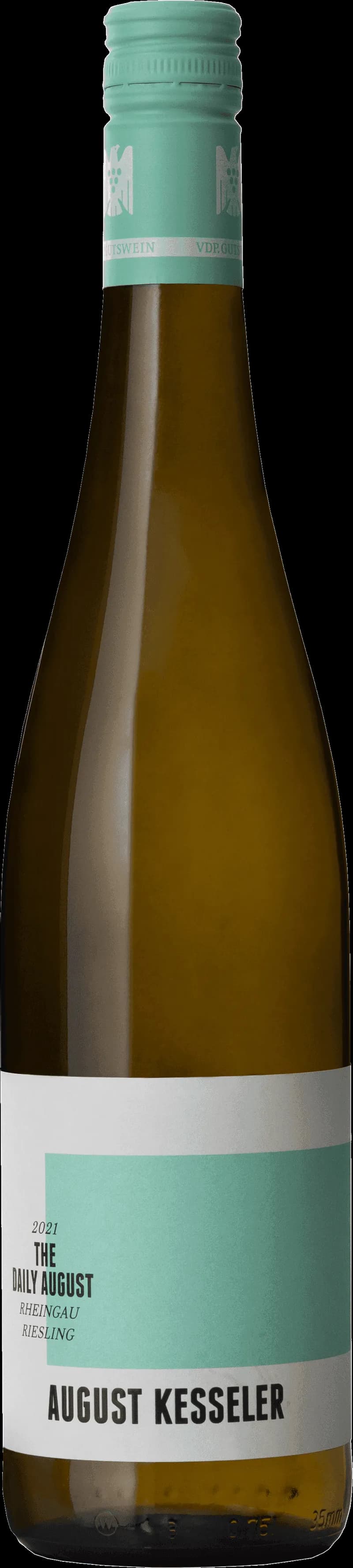Flaska av Kesseler vitt vin på en ljus bakgrund.